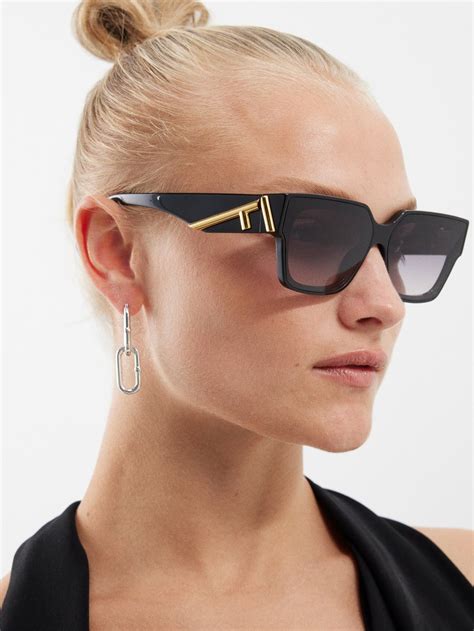 fendi square-frame acetate sunglasses black|Fendi First .